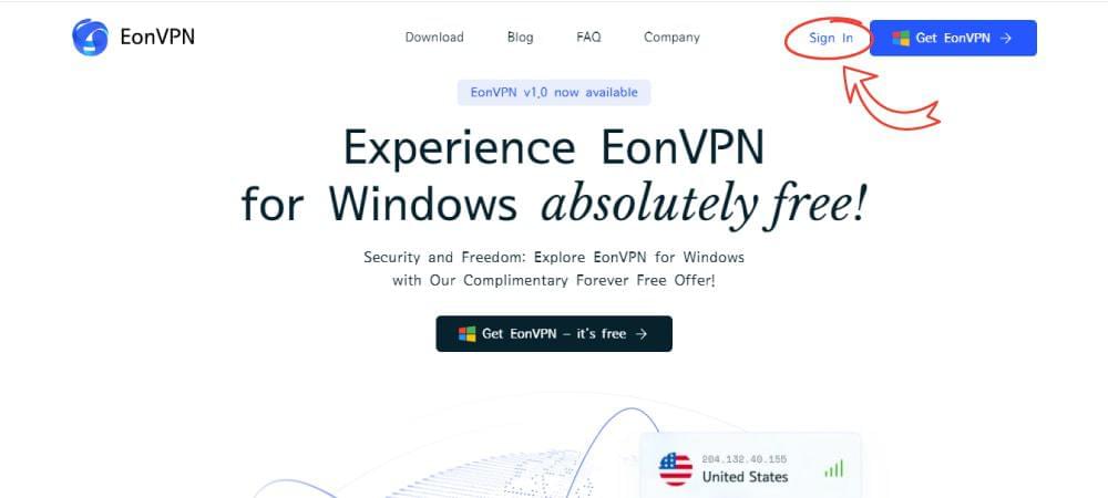 EonVPN website - EonVPN