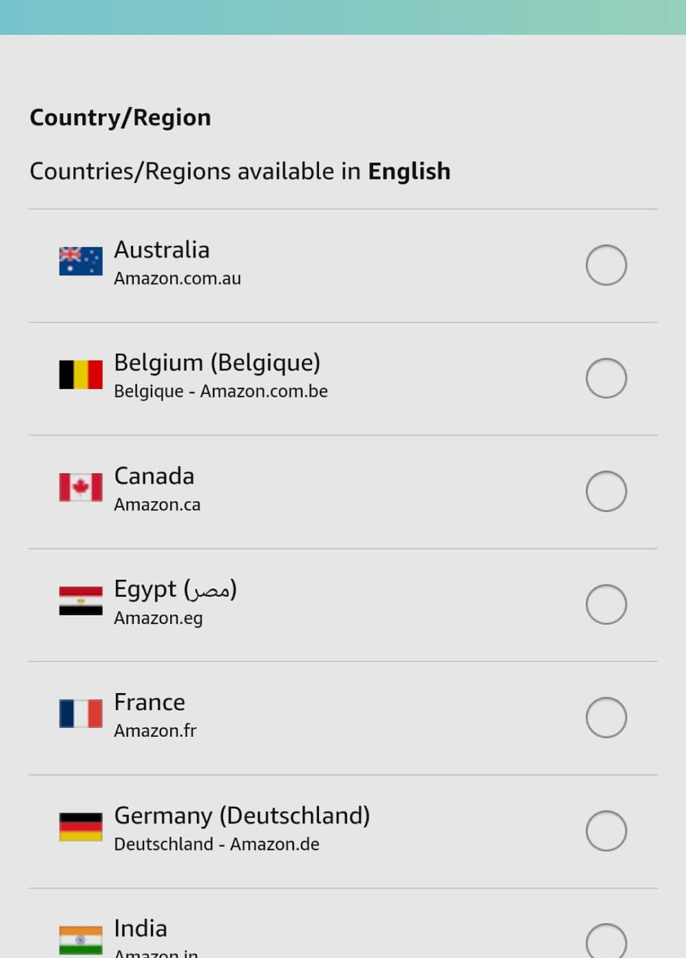 Amazon list of countries