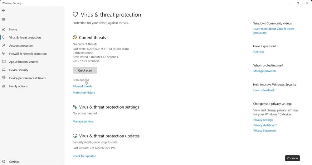 Virus&Threat protection